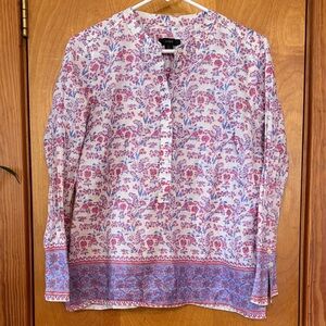J. Crew Pink and Blue Floral Blouse